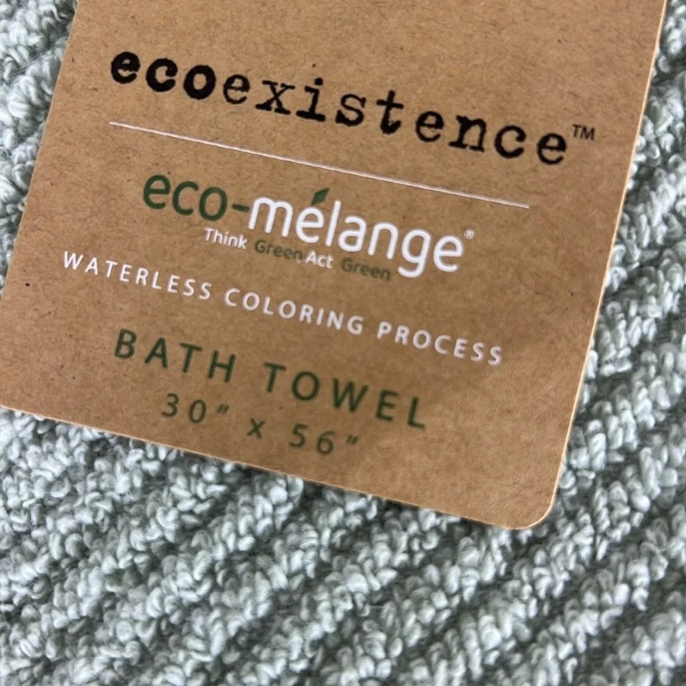 Ecoexistence Bath Towel Set Green Textured Zero Twist Loops Set of 2 NEW
